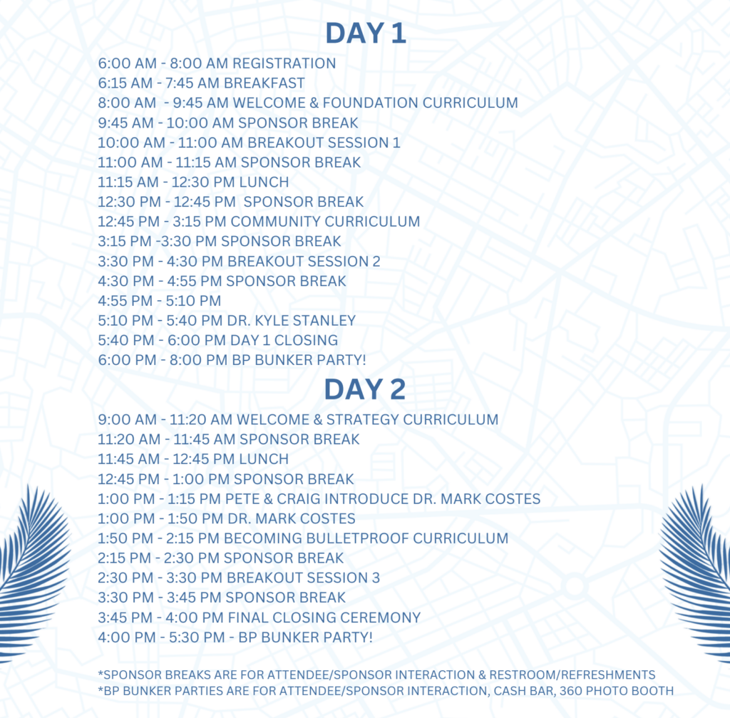 Bulletproof Summit 2024 Agenda